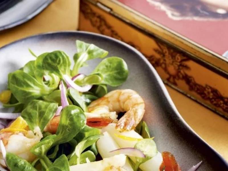 Aspergesalade met scampi’s 